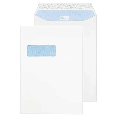 Image of Blake Premium Office C4 324 x 229 mm 120 gsm Peel &amp; Seal Window Pocket Envelopes (36116) Ultra White Wove Pack of 250