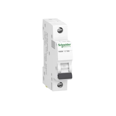 Image of Schneider Electric A9K02116 Circuit Breaker K60N 1P, 16A, C Characteristics, 6kA, White, 16 Ampere