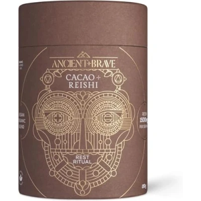 Image of Ancient + Brave Cacao Reishi 250g Tub High Grade Nutritious Raw Cacao, Mushroom, Baobab and Chicory Smooth Chocolate Blend Stress Reducing