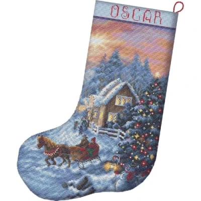 Image of Letistitch Counted Christmas Stocking Cross Stitch Kit 24.5 x 37 cm