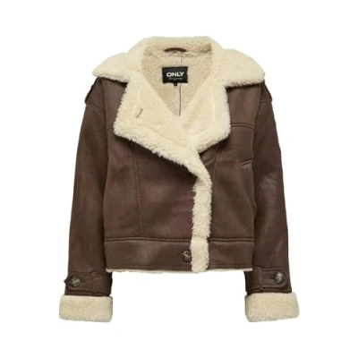 Image of ONLY Women&#039;s lva Faux Suede Bonded Jacket CC OTW, Toasted Coconut, XS