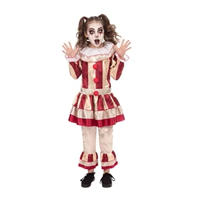 Image of Bristol Novelty CF245S Carnevil Clown (Girl) Small Costume, Beige, Red, Age 4 6 Years Old