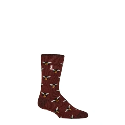 Image of Mens 1 Pair SOCKSHOP Heat Holders 2.3 TOG Patterned and Plain Thermal Socks Bees 6 11