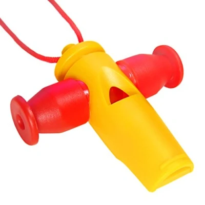 Image of Keepdrum apito samba wihistle with 3 pitches (tri tone whistle), yellow/red
