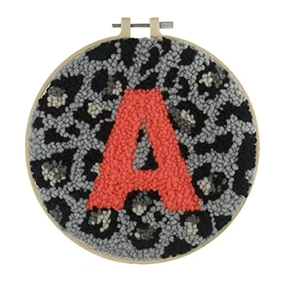 Image of Trimits Punch Needle Hoop Kit, 20.3cm (8in), Animal Print Monogram