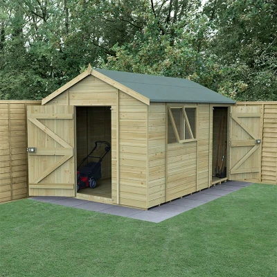 Image of 12&#039; x 8&#039; Forest Timberdale 25yr Guarantee Tongue &amp; Groove Pressure Treated Combination Apex Shed (3.65m 2.52m)