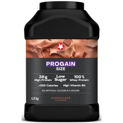 Image of MaxiNutrition Progain Whey Protein Powder Sports Supplement Shake for Size and Mass Chocolate, 1.2kg 10 Servings