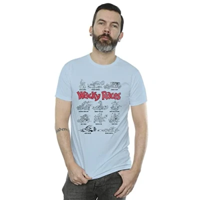 Image of Absolute Cult Wacky Races Men&#039;s Car Lineup T Shirt Baby Blue Large