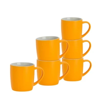 Image of 6x Yellow 350ml Matt Coloured Coffee Mugs By Argon Tableware