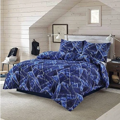 Image of Night Zone Duvet Cover Bedding Set Jaxon Geometric Triangles Reversible Easy Care Printed Quilt (King)