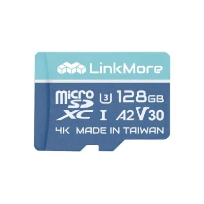 Image of LinkMore 128GB Micro SDXC Card, A2, UHS I, U3, V30, Class 10 Compatible, Read Speed Up to 160 MB/s,Write 100 MB/s, SD Adapter Included