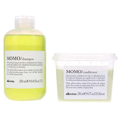 Image of Davines, Davines Momo Moisturizing Shampoo &amp; Conditioner Duo, 8.45 oz, Dry Hair, Melon Scent, 1.98 pounds, 1.0 count, Sustainable Italian Brand
