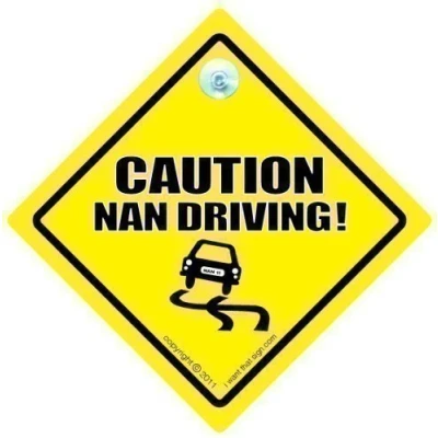 Image of Caution Nan Driving Car Sign, Baby on Board, Decal, Bumper Sticker, Grandparent Tailgater Board Sign Style, Sticker Style
