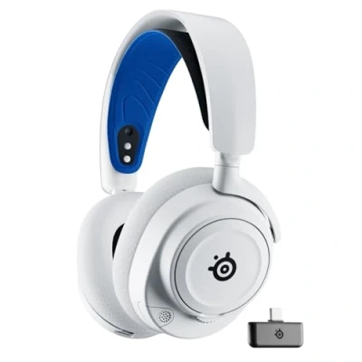 Image of SteelSeries Arctis Nova 7P Wireless PS5 Gaming Headset Neodymium Magnetic Drivers Dual PlayStation &amp; Bluetooth 38H USB C Battery Gen2 AI Mic Supports PS4, PC, Switch, Mobile White