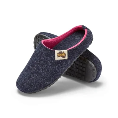 Image of Gumbies Outback Indoor &amp; Outdoor Slippers, Easy Slip On House Shoes with Recycled Materials, Ideas for Gift Giving Men Women, Navy Pink, UK 6.5