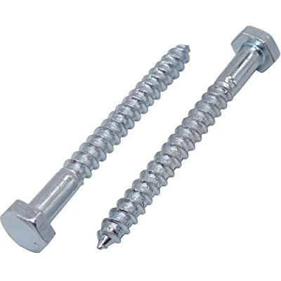 Image of (Pack of 25 pcs) DIN 571 Zinc Plated Steel Hexagon Wood Screws M6 x 60 mm, Hex Screw, Lag Bolts, Head, Coach (25, mm)
