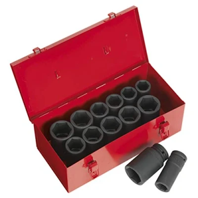 Image of Sealey Premier Impact Socket Set 13pc Deep 3/4&quot;Sq Drive Metric/Imperial