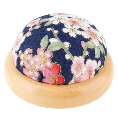 Image of Rolybag Pin Cushion, Wooden Base Needle Pincushions Japanese Style Round Cushion for Sewing Holders or DIY Crafts