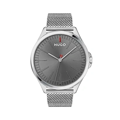 Image of HUGO Analogue Quartz Watch for Men with Silver Stainless Steel mesh Bracelet 1530135