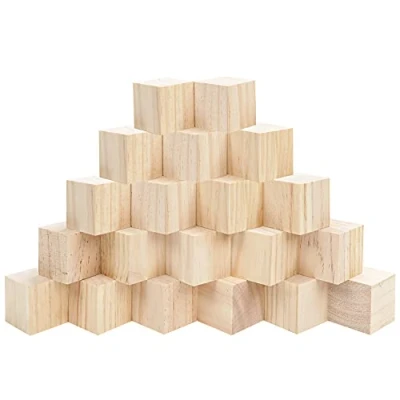 Image of Belle Vous Large Wooden Cubes (20 Pack) 5 x 5cm (2 2 inch) Wood Unfinished Pine Blocks Educational Craft for DIY, Stamps, Art &amp; Crafts, Puzzles, Numbers