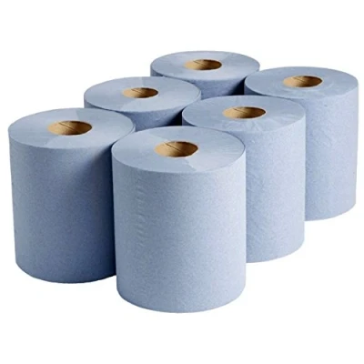 Image of Washroom Hub 6 Pack Luxury Centre Feed Blue Roll Ultra Absorbent Kitchen Paper For Commercial Use