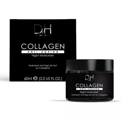 Image of Dr H Collagen Anti Ageing Night Moisturiser 60ml Powerful Aging Skincare with Collagen, Palmitoyl Tripeptide 1, and Lactic Acid Moisturize, Firm, Reduce Fine Lines &amp; Improve Skin Texture