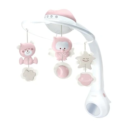 Image of Infantino 3 in 1 Projector Musical Mobile, Convertible Table &amp; Cot Light with Wake Up Mode to Simulate Daylight, Includes 6 Melodies 4 Nature Sounds, Dusty Rose