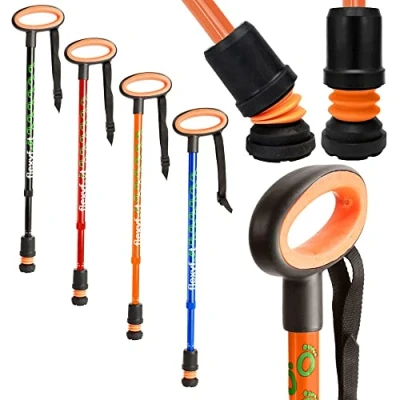 Image of Flexyfoot Shock Absorbing Oval Handle Walking Stick Improved Comfort, Safety, Grip Colour: Orange