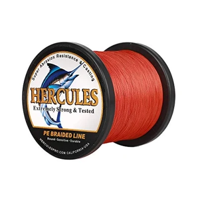 Image of Hercules Super Cast 1000M 1094 Yards Braided Fishing Line 60 LB Test for Saltwater Freshwater PE Braid Fish Lines Superline 8 Strands Red, 60LB (27.2KG), 0.40MM