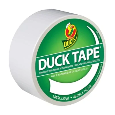 Image of Duck Tape Solid Colours White. Repair, craft, personalise, decorate and educate 48mm X 18.2m