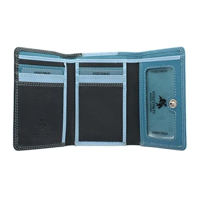 Image of Visconti Rainbow Collection Leather Biola Purse RFID Blocking RB39 Blue Multi