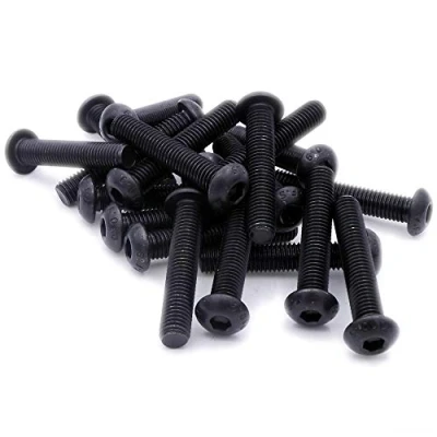 Image of M3 (3mm x 6mm) Hex Socket Button Machine Screw (Bolt) Black Steel (Pack of 20)