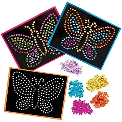 Image of Baker Ross AT878 Butterfly Sequin Picture Kits Pack of 4, for Kids Arts and Crafts Projects