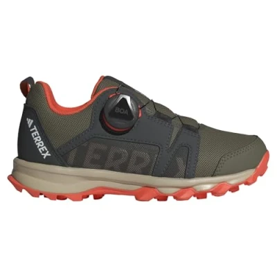 Image of Adidas Terrex Agravic BOA Trail Unisex Hiking shoes for kids, Size: 10K, Olive strata/wonder beige/semi impact orange Textile/synthetics