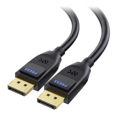 Image of Cable Matters VESA Certified 54Gbps DisplayPort 2.1 3m, DP54 with, 8K 165Hz, 4K 500Hz in Black with FreeSync, G SYNC and HDR for Gaming Monitor, PC, RTX 4080/4090, RX 7900