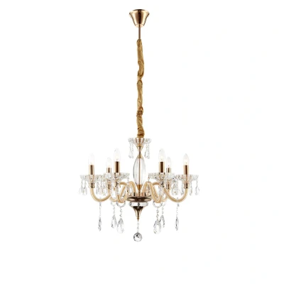 Image of Melissa Pendant Ceiling Light Gold Colors Clear Glass Shade 6x E14