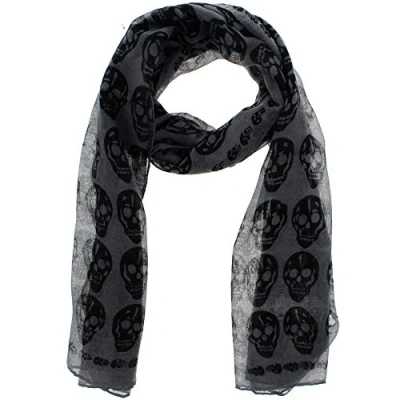 Image of Zac&#039;s Alter Ego Long Lightweight Fashionable Unisex Skull Print Scarf