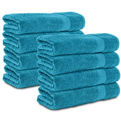 Image of Komfortec Set of 8 Hand Towels 50 x 100 cm 100% Cotton 470 g/m² Terry Cloth Soft Anthracite Grey/Black