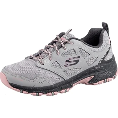 Image of Skechers Women&#039;s Hillcrest Pure Escapade Walking Shoe, Gray Leather/Mesh/Pink Trim, 6.5 UK