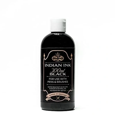 Image of Graff City Black Indian Ink 300m Water Based Drawing Bottle, highly pigmented For Brush, Pen or Airbrush