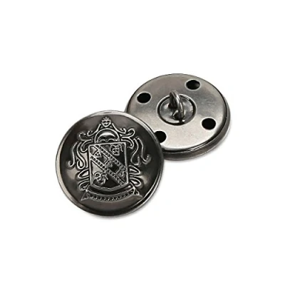 Image of Retro Metal Shank Buttons Suit Coat Decorative Fastener Sewing Accessories Pack of 12, Antique Sliver 30mm