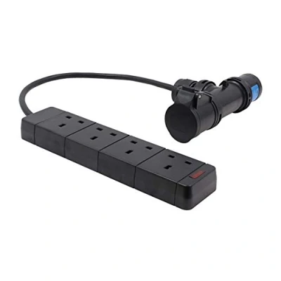 Image of PCE 0.5m 16A T Connect to 4 Way 13A Socket Cable Stage Lighting Adaptor Lead