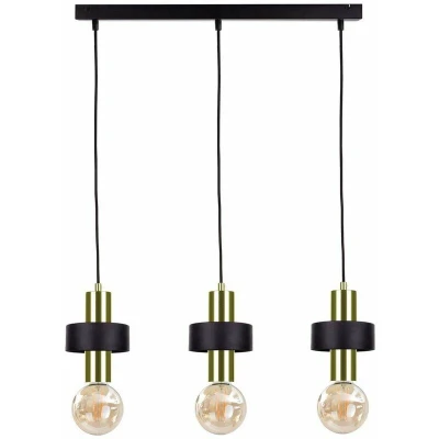 Image of Unica Bar Pendant Ceiling Light Black, Gold, 60cm, 3x E27