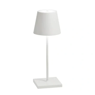 Image of Zafferano, Poldina Pro Mini Lamp, Rechargeable Cordless Table Lamp with Touch Controls, Suitable for Interior and Outdoor, Dimmer, 2200 3000 K, Height 30 cm, White Colour