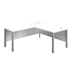 Image of 1600X800 Goal Post Left Hand Return Desk White Silver