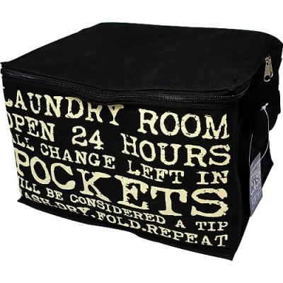 Image of FOLDING LAUNDRY BIN BAG BASKET WASHING CLOTHES HAMPER HANDLES STORAGE HOME WASH