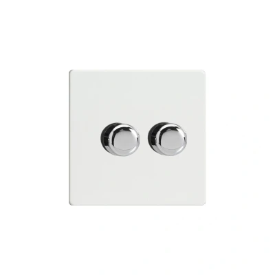Image of Varilight JDQP252S Leading &amp; Trailing Edge Premium White 2 Gang