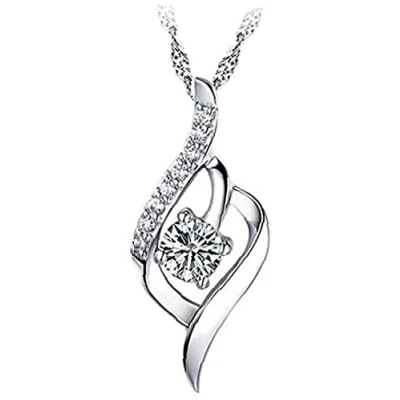 Image of PULABO Women Necklace Silver Diamond 925 Sterling Statement Crystal Pendant CWomen Fashion Jewelry Accessories Creative