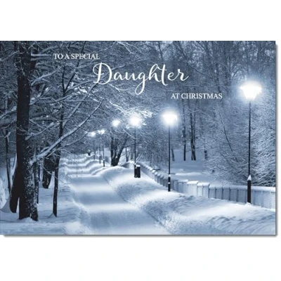 Image of doodlecards Daughter Christmas Card Snowy Street Scene Medium Size for with Plain Envelope