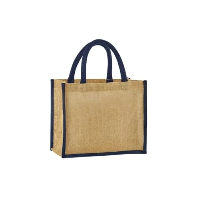 Image of Westford Mill Natural Starched Jute Midi Tote bag Natural/Navy for men &amp; women One Size shopper bag, travel gym